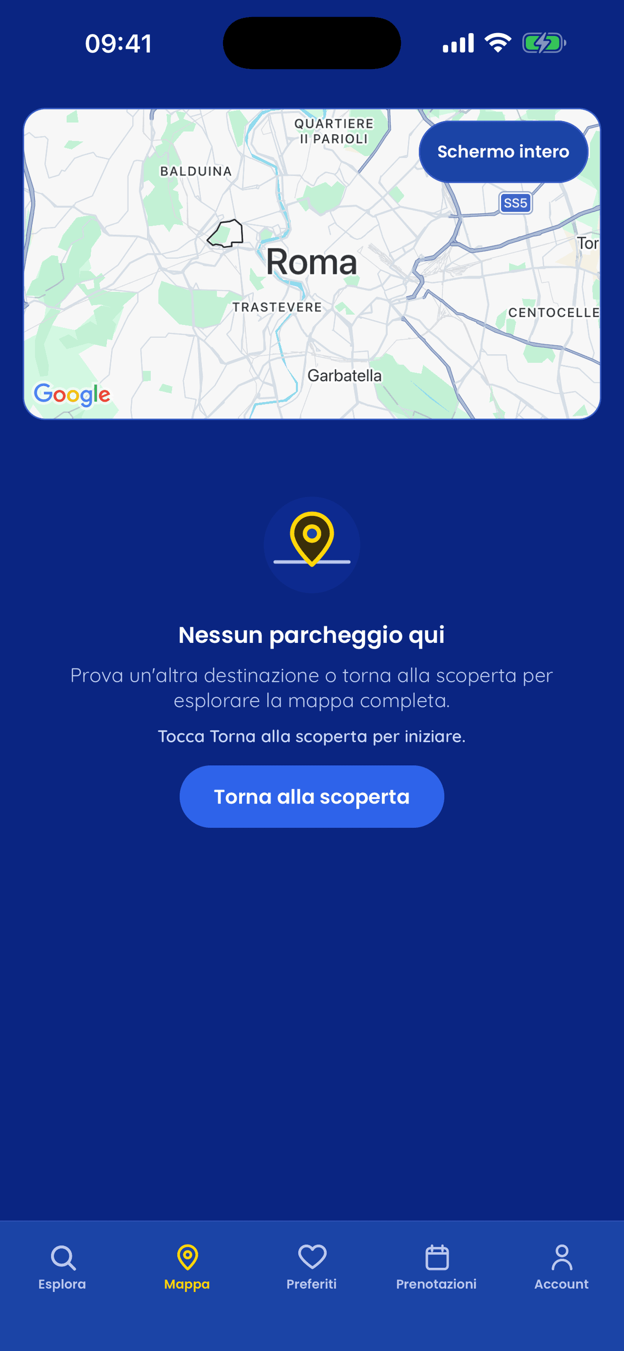 Schermata reale della mappa WoowPark nell’area di Roma